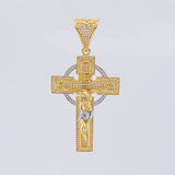 Dije Cruz Cristo 13.5g / 6.4cm Dos Oros Amarillo Blanco 18K