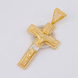 Dije Cruz Cristo 13.5g / 6.4cm Dos Oros Amarillo Blanco 18K