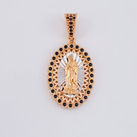 Dije Virgen Guadalupe 4.35g / 3.3cm Dos Oros Blanco Rosa 18K