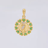 Dije Bordeado Corazones San Judas 3.4g / 2.7cm Dos Oros Amarillo Blanco 18K
