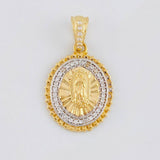 Dije Borde Estrellado Virgen Guadalupe 3g / 2.6cm Dos Oros Amarillo Blanco 18K