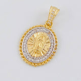 Dije Borde Estrellado Virgen Guadalupe 3g / 2.6cm Dos Oros Amarillo Blanco 18K
