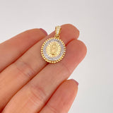Dije Borde Estrellado Virgen Guadalupe 3g / 2.6cm Dos Oros Amarillo Blanco 18K
