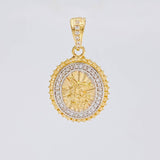 Dije Borde Estrellado San Miguel 3g / 2.6cm Dos Oros Amarillo Blanco 18K
