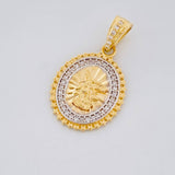 Dije Borde Estrellado San Miguel 3g / 2.6cm Dos Oros Amarillo Blanco 18K