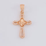 Dije Cruz Trebol Diamantado 1.8g / 3cm Oro Rosa 18K