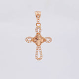 Dije Cruz Trebol Diamantado 1.8g / 3cm Oro Rosa 18K