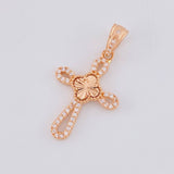 Dije Cruz Trebol Diamantado 1.8g / 3cm Oro Rosa 18K