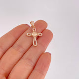 Dije Cruz Trebol Diamantado 1.8g / 3cm Oro Rosa 18K