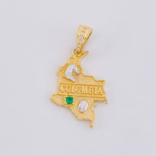 Dije Mapa Colombia 2.3g / 2.8cm Dos Oros Amarillo Blanco 18K