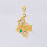 Dije Mapa Colombia 2.3g / 2.8cm Dos Oros Amarillo Blanco 18K