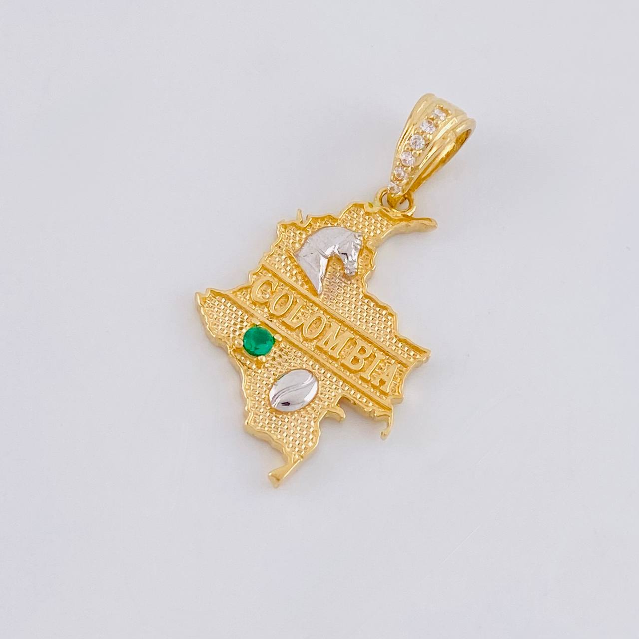 Dije Mapa Colombia 2.3g / 2.8cm Dos Oros Amarillo Blanco 18K