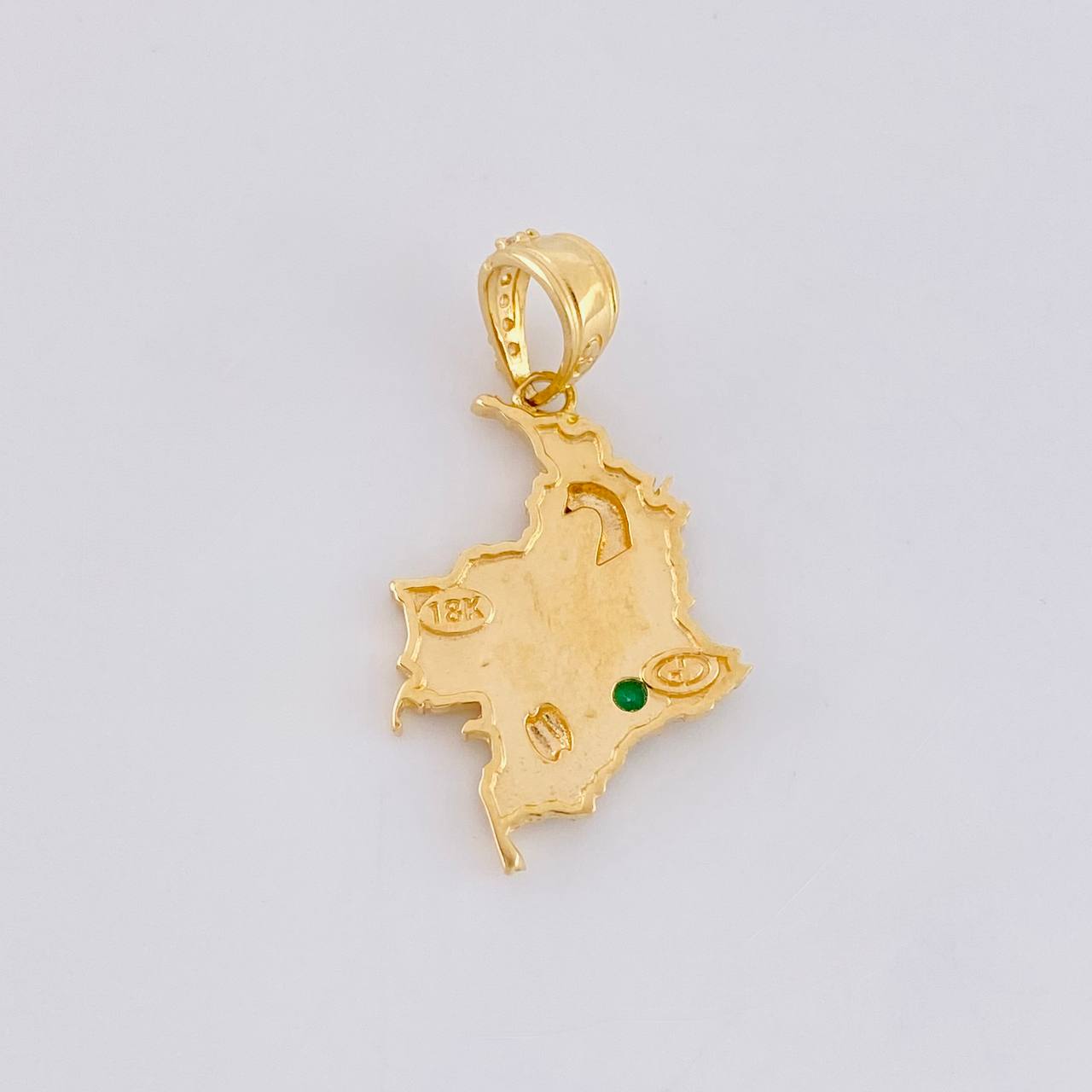 Dije Mapa Colombia 2.3g / 2.8cm Dos Oros Amarillo Blanco 18K