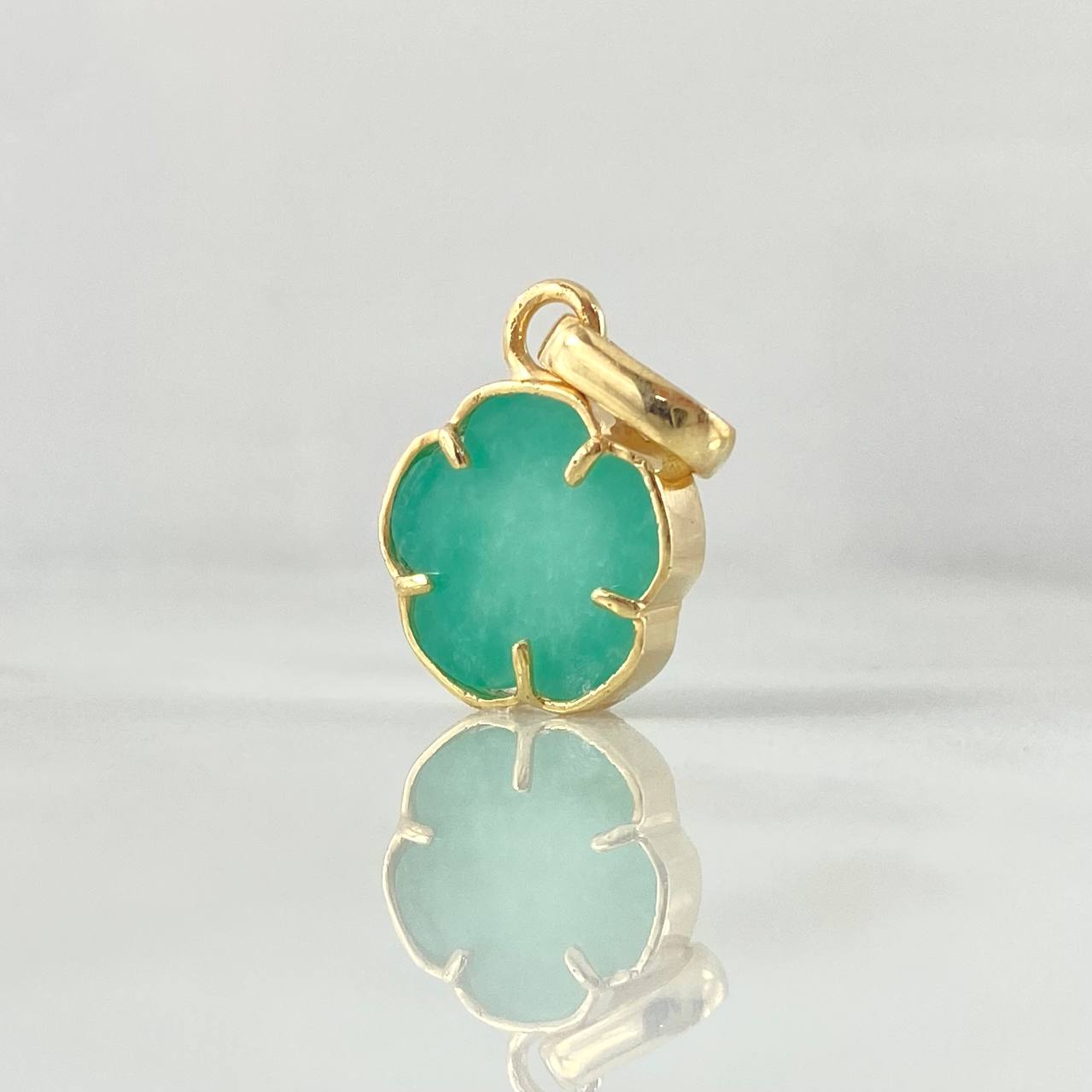 Dije Flor 2.7gr / 2.5cm / Esmeralda 2.5 Qts Oro Amarillo 18K (Joya) *