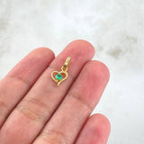 Dije Solitario en Corazón 0.7gr / 1.5cm / Esmeralda 8pts Oro Amarillo 18K (Joya) *