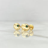 Topos Grano De Café 0.9gr / 6mm Circon Verde Oro Amarillo 18K