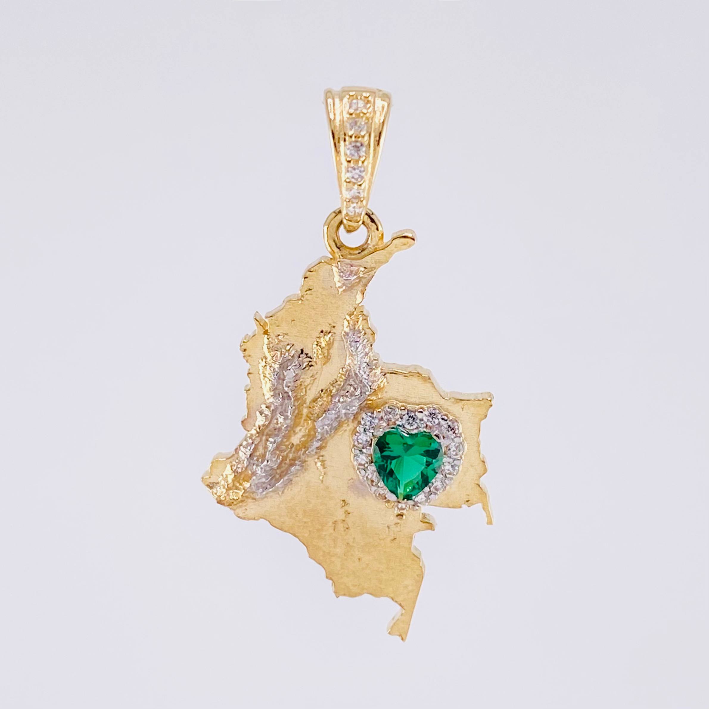 Dije Mapa Colombia 2.8g / 3.1cm Dos Oros Amarillo Blanco 18K