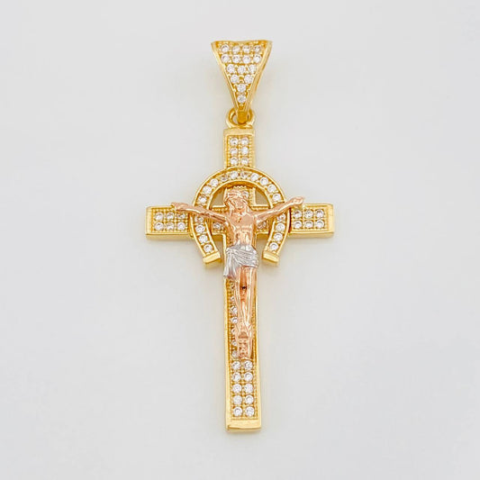 Dije Cruz Cristo 4.45g / 4.05cm Tres Oros 18K