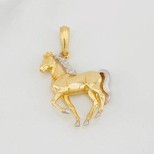 Dije Caballo 4.65g / 3.06cm Dos Oros Amarillo Blanco 18K