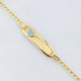 Pulso Bebé Espiga Placa Rectangular Corazón 1.7gr / 13cm-14cm / 1.6mm Resina Azul Graduable Oro Amarillo 18K