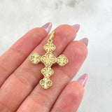 Dije Crúz Trebol Diamantada 4.95gr / 4cm / Oro Amarillo Nac.Esp. 18K