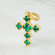 Dije Crúz Trebol Malaquita Verde 2.55gr / 3.2cm / Oro Amarillo Nac.Esp. 18K *