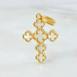 Dije Crúz Trebol Nacar Blanco 3gr / 3.2cm / Oro Amarillo Nac.Esp. 18K