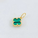 Dije Trebol Malaquita Verde 0.95gr / Oro Amarillo Nac.Esp. 18K ©