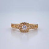 Anillo Halo Cuadrado 2.45gr / T5 1/2 / Oro Amarillo 18K %