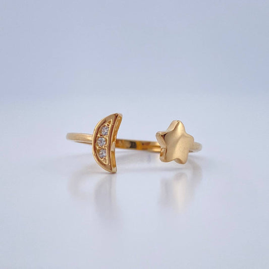 Anillo Abrazo Estrella Luna 1.65gr / T5 1/2 / Oro Amarillo 18K %