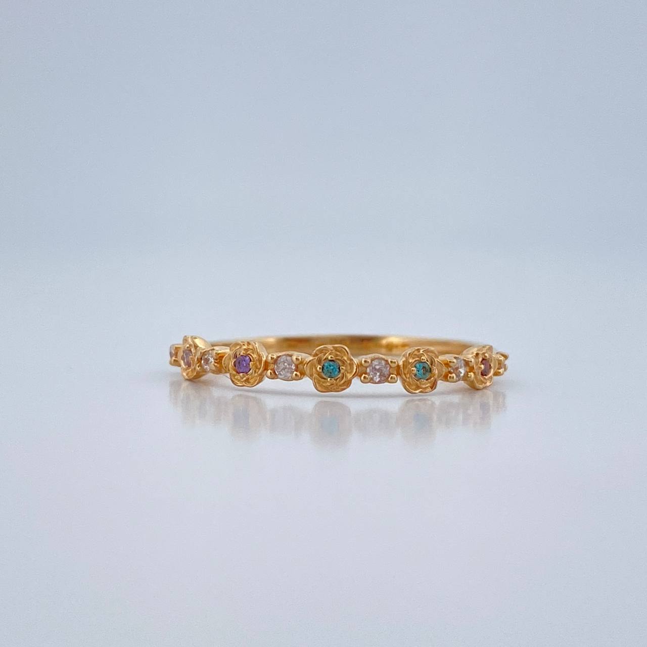 Anillo Churumbela Flores 1.25gr / T6 / Oro Amarillo 18K +