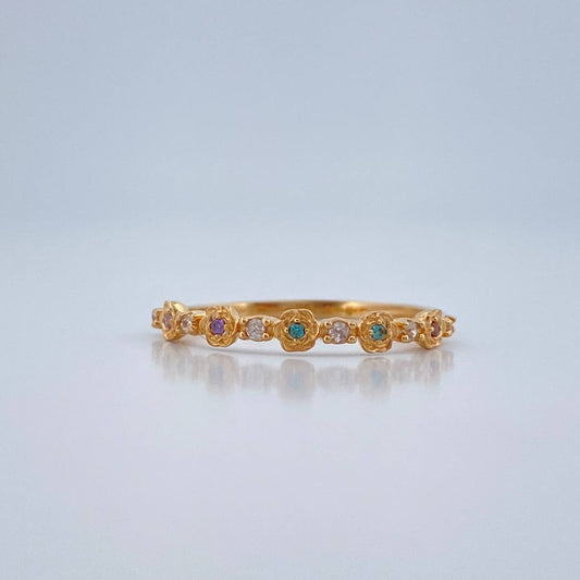 Anillo Churumbela Flores 1.25gr / T6 / Oro Amarillo 18K +