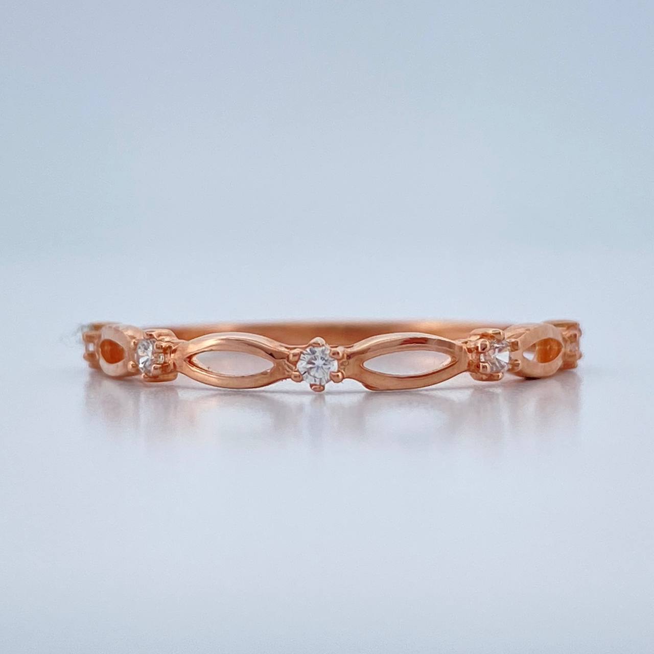 Anillo Olas 1gr / T7 / Oro Rosa 18K +