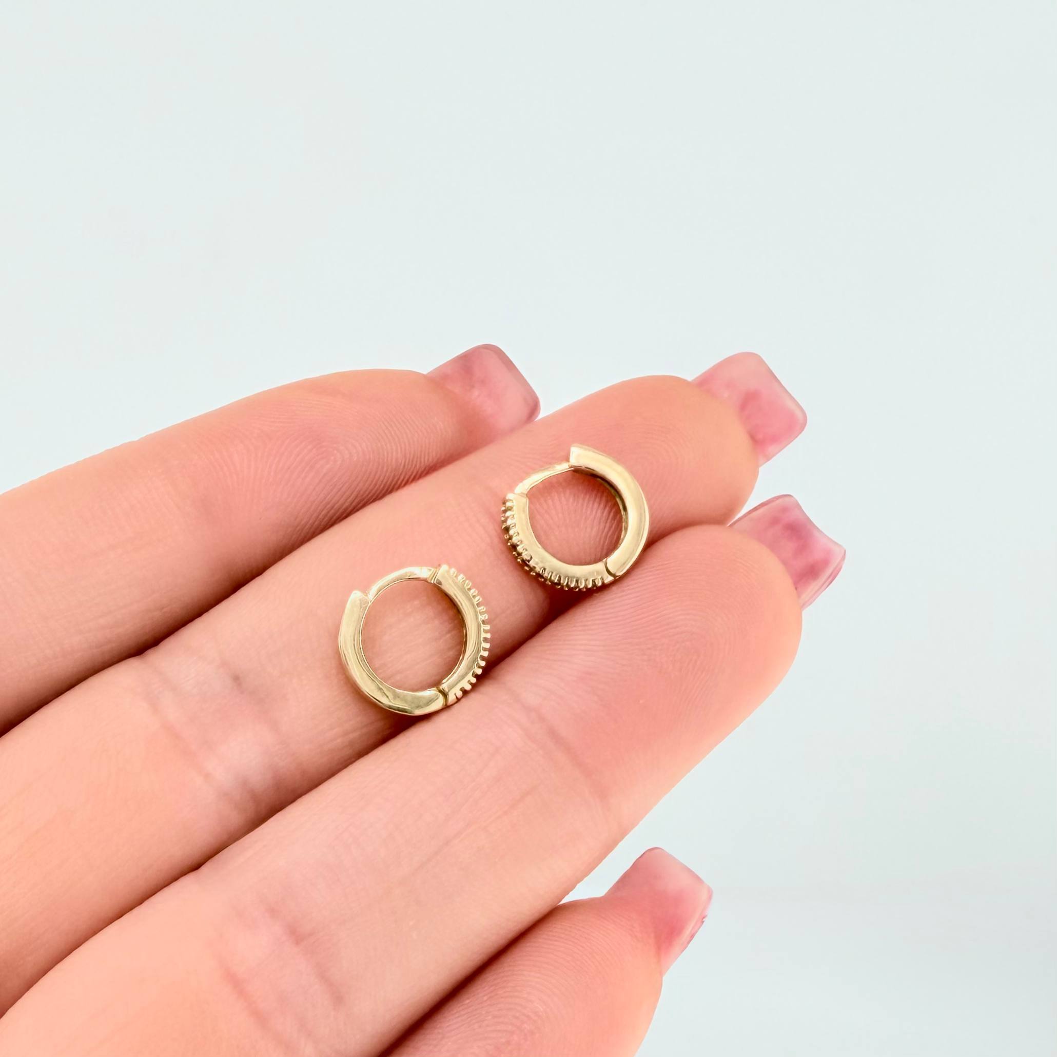 Candongas Carril Punteado 1.35gr / 1cm / Oro Amarillo 18K *