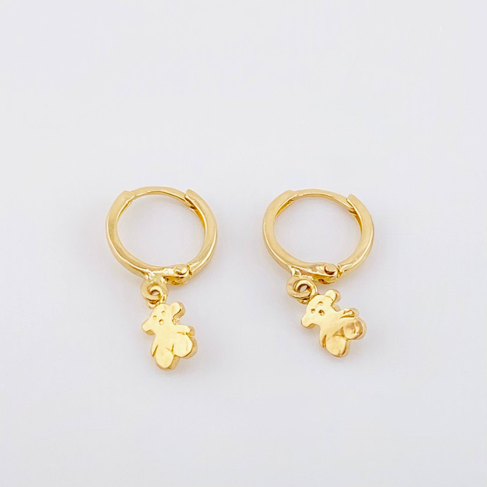 Candongas Oso TS Colgante Liso 1.5gr / 1.9cm / Oro Amarillo 18K *