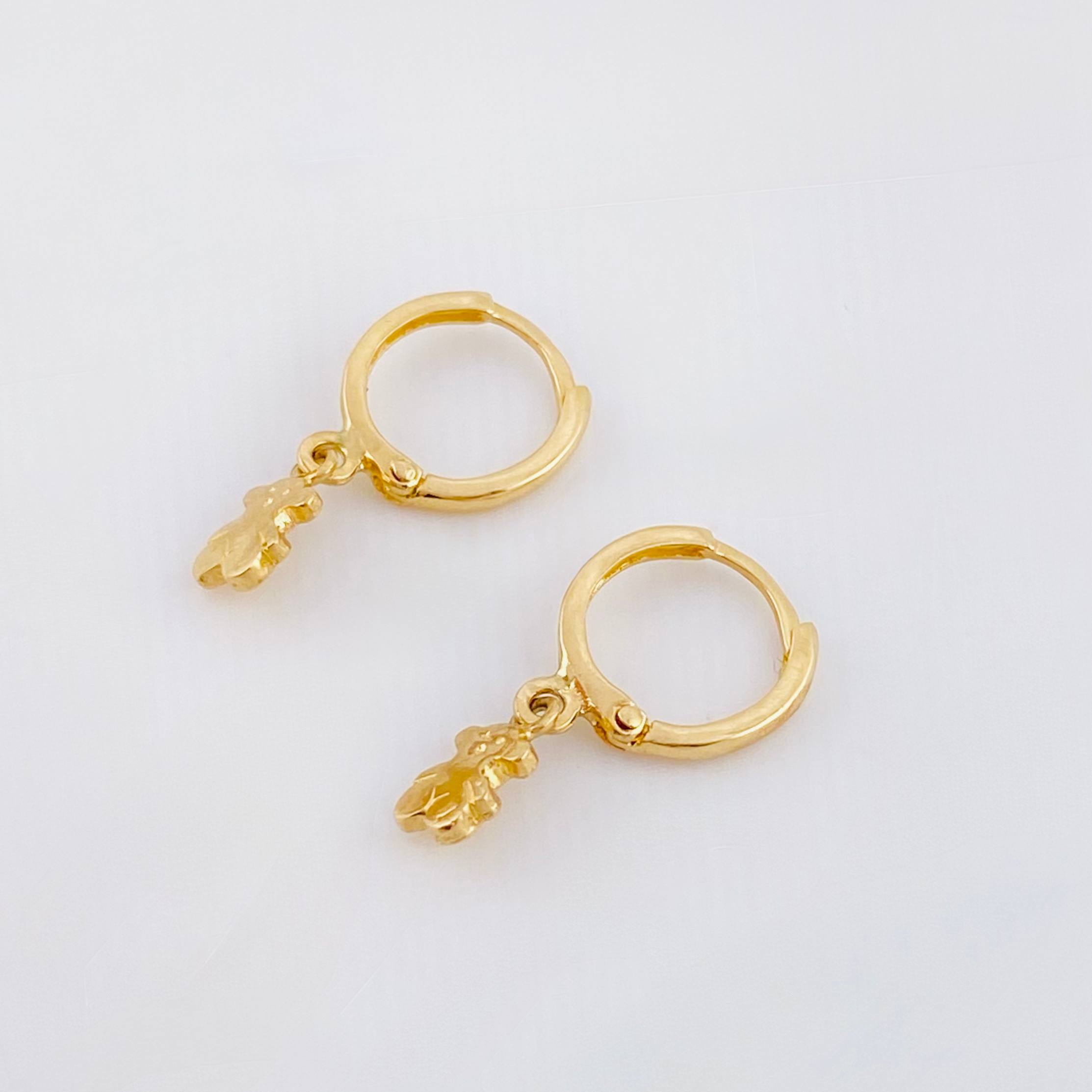 Candongas Oso TS Colgante Liso 1.5gr / 1.9cm / Oro Amarillo 18K *