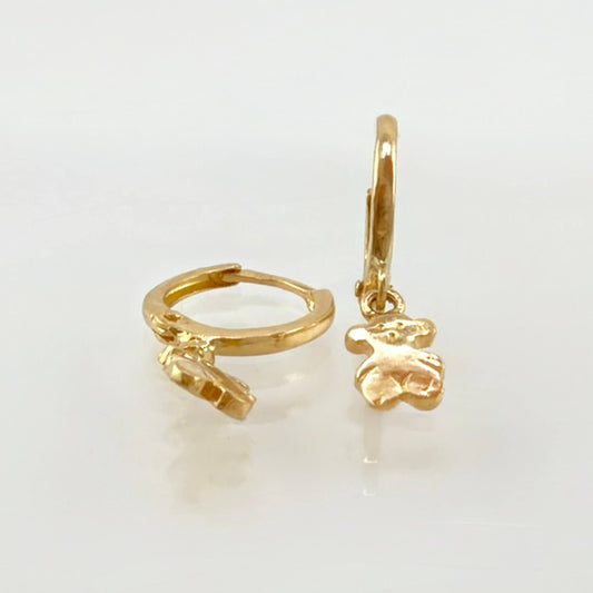 Candongas Oso TS Colgante Liso 1.45gr / 1.9cm / Oro Amarillo 18K