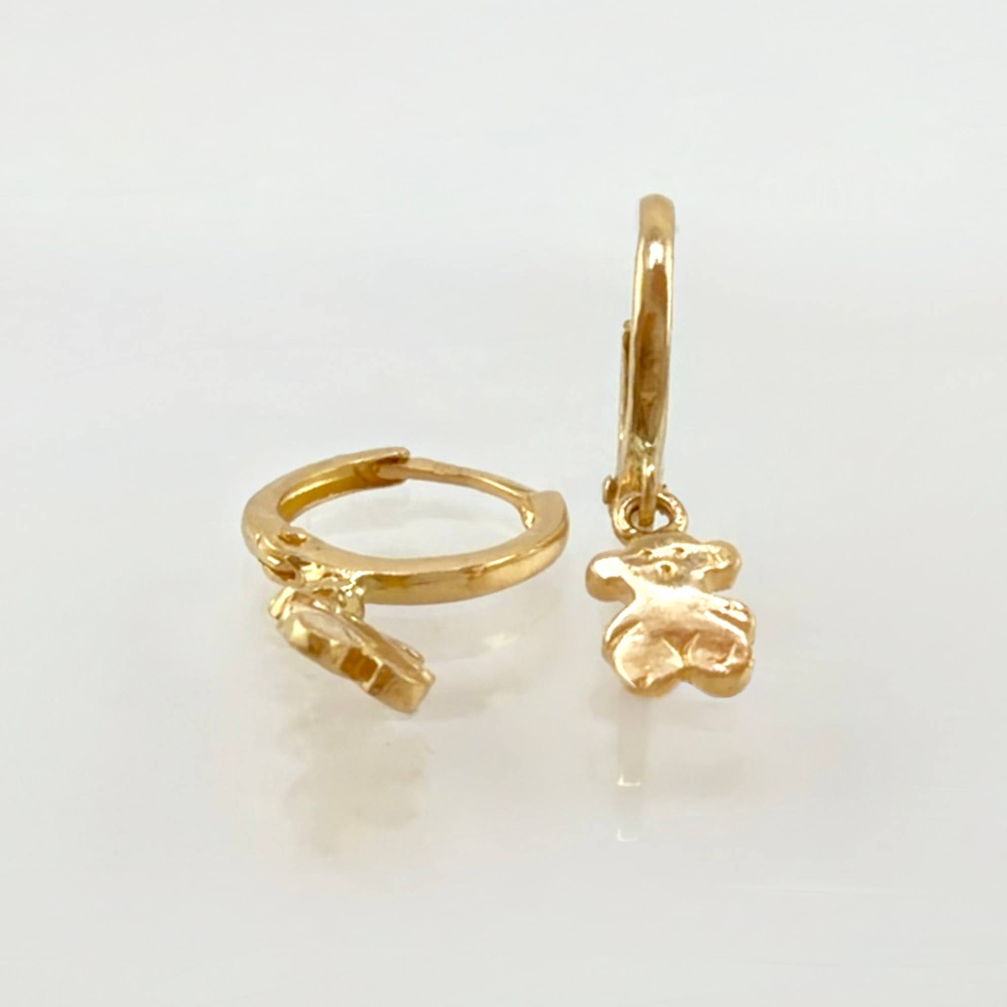 Candongas Oso TS Colgante Liso 1.5gr / 1.9cm / Oro Amarillo 18K *