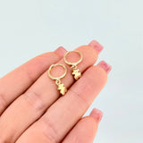 Candongas Oso TS Colgante Liso 1.5gr / 1.9cm / Oro Amarillo 18K *