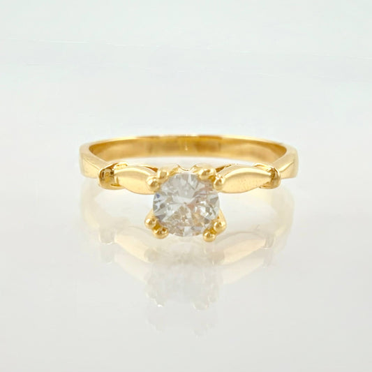 Anillo Solitaro Alza Victoriana 2.65gr / T7 1/2 / Oro Amarillo 18K ©