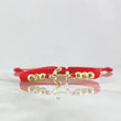 Pulsera Roja Anclada 0.9gr / 4mm Bolas Lisas Diamantadas 6 und Oro Amarillo ©