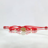 Pulsera Roja Arcángel Mateado 0.6gr / 3mm Bolas Diamantadas 4 und Oro Amarillo *