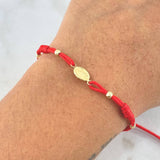 Pulsera Roja Arcángel Mateado 0.6gr / 3mm Bolas Diamantadas 4 und Oro Amarillo *