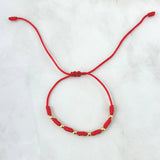 Pulsera Roja Anudada 0.35gr / 3mm Bolas Lisas 6 und Oro Amarillo *