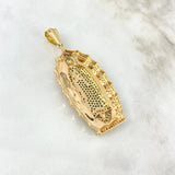 Dije Virgen de Guadalupe 14.55gr / 6cm / Circones Blancos-Verdes Oro Amarillo *