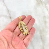 Dije Virgen de Guadalupe 10.6gr / 4.8cm / Circones Blancos-Negros Oro Amarillo *
