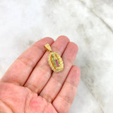 Dije Virgen de Guadalupe 3.7gr / 3cm / Circones Blancos-Verdes-Fucsias Oro Amarillo *