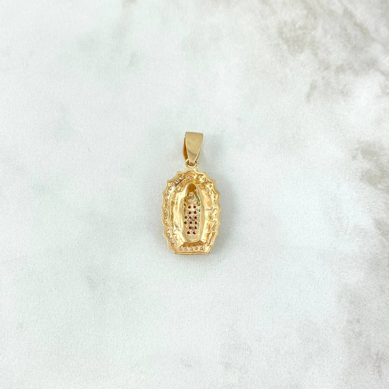 Dije Virgen de Guadalupe 3.7gr / 3cm / Circones Blancos-Verdes-Fucsias Oro Amarillo *