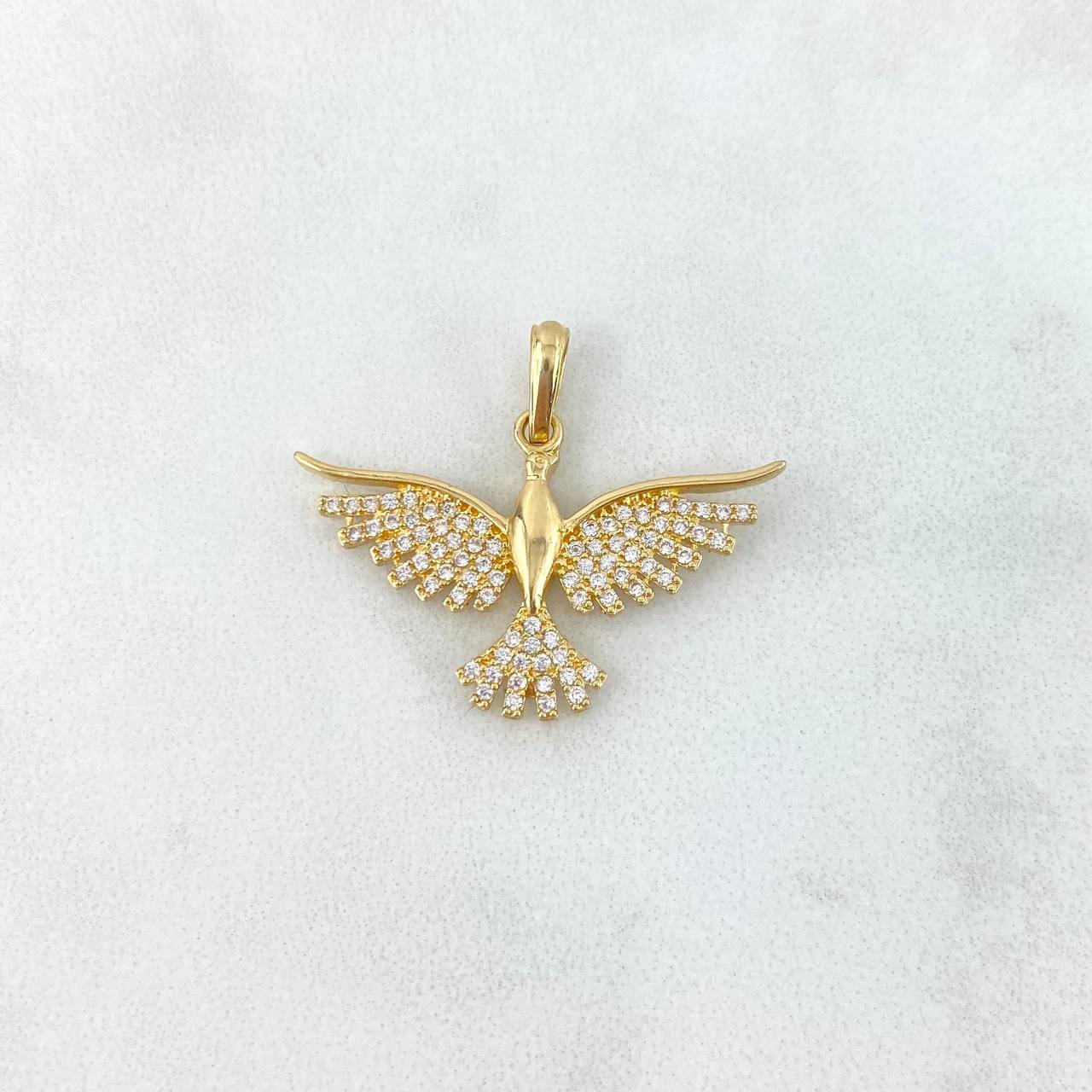 Dije Colibrí 2.65gr / 2.4cm / Circones Blancos Oro Amarillo *