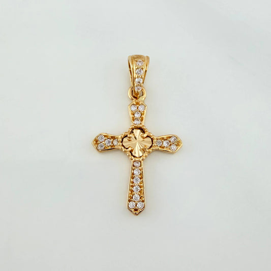 Dije Cruz Trebol 1.1 g / 2.4 cm Oro Amarillo 18K